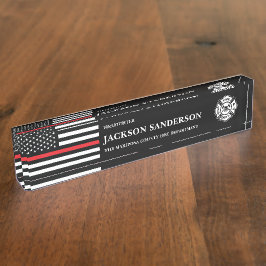 カスタマイズ可能な消防署のロゴ デスクネームプレート