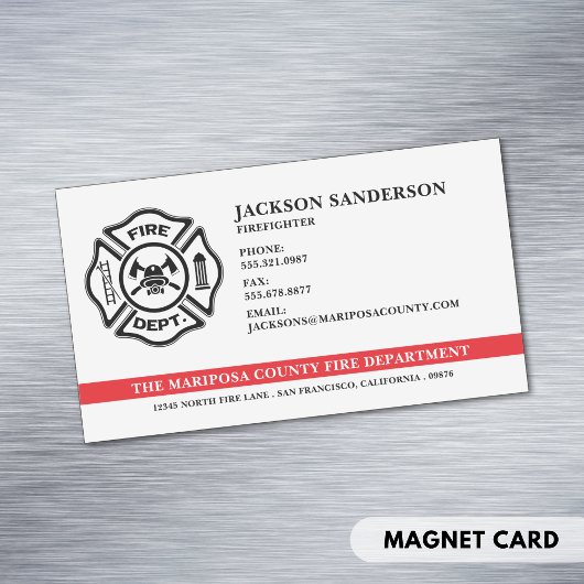 カスタマイズ可能な消防署の消防士ロゴ マグネット名刺