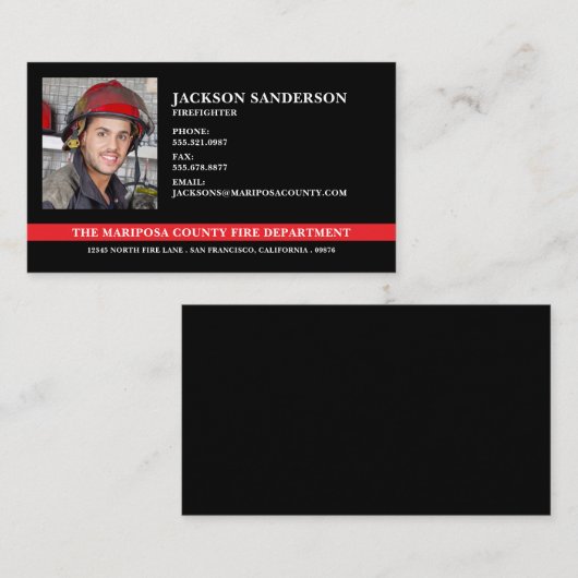 カスタマイズ可能な消防署消防戦闘写真 名刺 (正面/裏面)