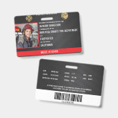 カスタマイズ可能な消防署職員 バッジ (Front & Back)