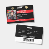 カスタマイズ可能な消防署職員 バッジ (Front & Back)