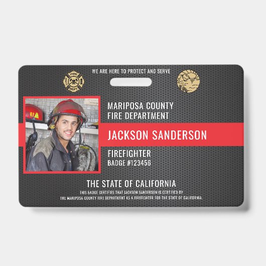 カスタマイズ可能な消防署職員 バッジ (正面)