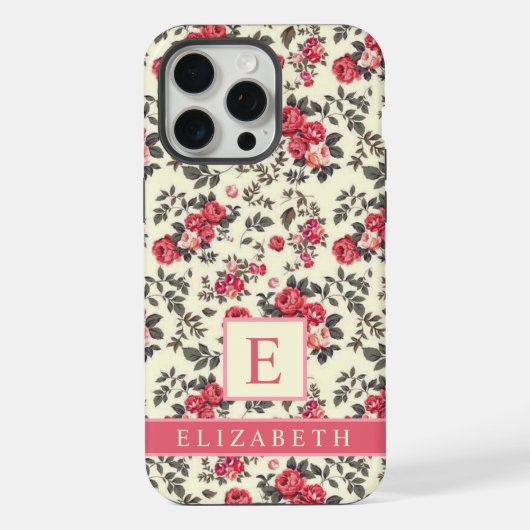 カスタマイズ可能な淡い黄色のフローラ赤いバラの花 iPhoneケース (裏面)