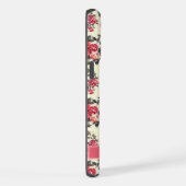 カスタマイズ可能な淡い黄色のフローラ赤いバラの花 iPhoneケース (右側面)