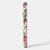 カスタマイズ可能な淡い黄色のフローラ赤いバラの花 iPhoneケース (左側面)