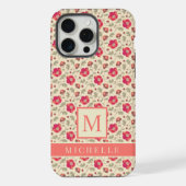 カスタマイズ可能な淡い黄色の花 ピンク 赤い花々 iPhoneケース (裏面)