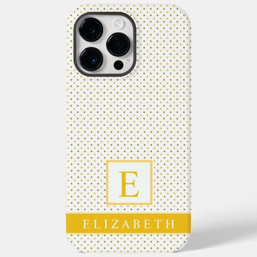 カスタマイズ可能な深いサフランイエローホワイト水玉模様 Case-Mate iPhoneケース (裏面)