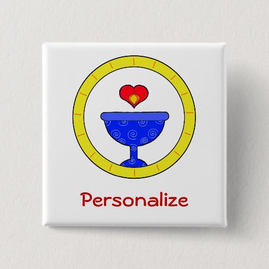 カスタマイズ可能な渦巻形のな聖餐杯UUの名札 缶バッジ (正面)