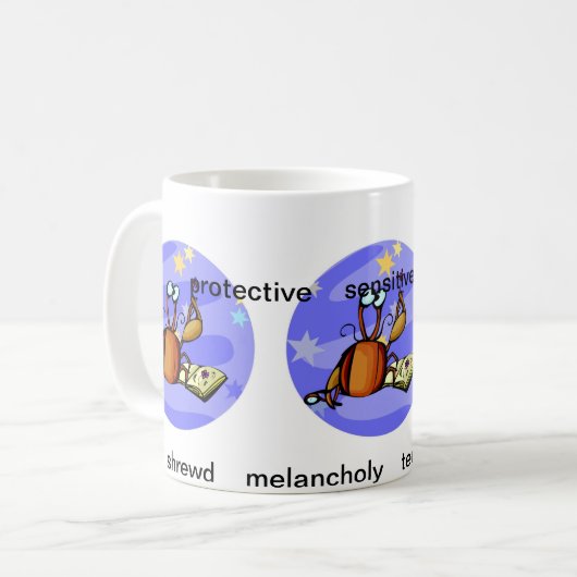 カスタマイズ可能な漫画がんカニの特徴〔占星術の〕十二宮図 コーヒーマグカップ (正面左)