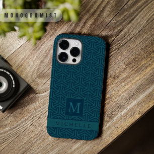 カスタマイズ可能な濃いティール（緑がかった色）ブルーグリーンジオメトリ Case-Mate iPhone 14 PRO MAXケース