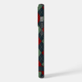 カスタマイズ可能な濃いティール(緑がかった色)緑の赤パターアーガイルン iPhoneケース (左側面)