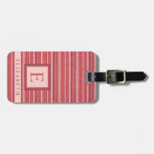 カスタマイズ可能な濃いピンクのライトピーチカラーライン ラゲッジタグ (正面横)