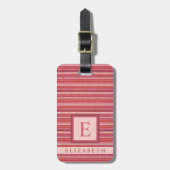カスタマイズ可能な濃いピンクのライトピーチカラーライン ラゲッジタグ (正面縦)
