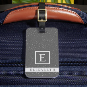 カスタマイズ可能な濃い灰色と白い水玉模様 ラゲッジタグ