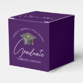 カスタマイズ可能な濃い紫モダンの卒業パーティー フェイバーボックス (正面サイド)
