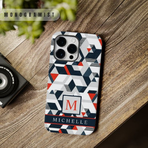 カスタマイズ可能な灰色の白い青の赤のジオメトリ Case-Mate iPhone 14 PRO MAXケース
