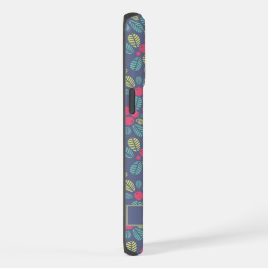 カスタマイズ可能な灰色の青フローラピンクの緑の花 iPhoneケース (右側面)