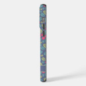 カスタマイズ可能な灰色の青フローラピンクの緑の花 iPhoneケース (左側面)