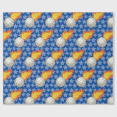 カスタマイズ可能な炎のバレーボール ラッピングペーパー (フラット)