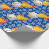 カスタマイズ可能な炎のバレーボール ラッピングペーパー (角)