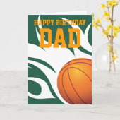 カスタマイズ可能な炎を上げるバスケットボール（緑と白） カード (黄色い花)