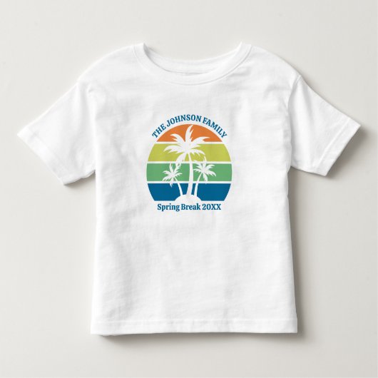 カスタマイズ可能な熱帯の島のヤシの木かわいい トドラーTシャツ (正面)