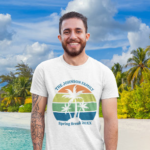 カスタマイズ可能な熱帯の島のヤシの木の家族旅行 Tシャツ