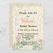 カスタマイズ可能な熱帯ビクトリアンブライダルパーティ- 招待状 (正面/裏面)