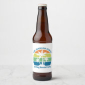 カスタマイズ可能な熱帯島のヤシの木のパーティー ビールラベル (正面)