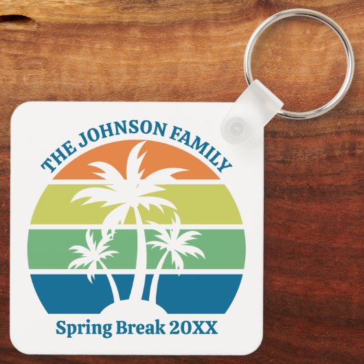 カスタマイズ可能な熱帯島旅行ヤシの木 キーホルダー (裏面)