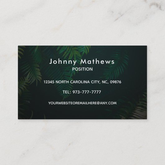 カスタマイズ可能な熱帯造園名刺 名刺 (裏面)