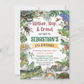 カスタマイズ可能な爬虫類の誕生日パーティー招待状テンプレート 招待状 (正面)