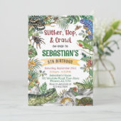 カスタマイズ可能な爬虫類の誕生日パーティー招待状テンプレート 招待状 (スタンド正面)