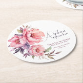 カスタマイズ可能な牡丹の愛の印結婚象 ラウンドペーパーコースター (アングル)