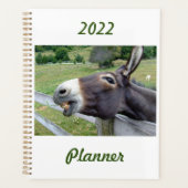 カスタマイズ可能な牧草地で笑顔のロバ プランナー手帳 (正面)