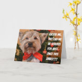 カスタマイズ可能な犬のクリスマスカード カード (黄色い花)