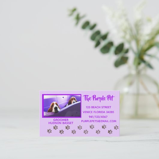 カスタマイズ可能な犬のトリマーの名刺 予約カード (スタンド正面)