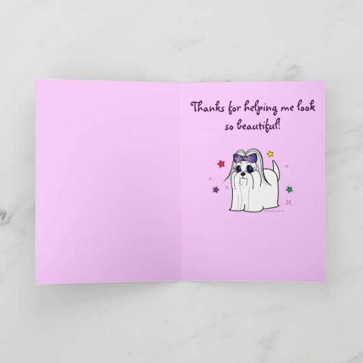 カスタマイズ可能な犬のトリマーの名前は感謝していしています サンキューカード (内部)