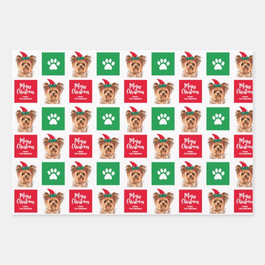 カスタマイズ可能な犬クリスマスラッピング紙 ラッピングペーパーシート (正面3)