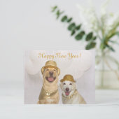 カスタマイズ可能な犬/ラボの新年 シーズンポストカード (スタンド正面)