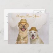 カスタマイズ可能な犬/ラボの新年 シーズンポストカード (正面/裏面)