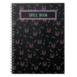 カスタマイズ可能な猫とクリスタルパターン ノートブック