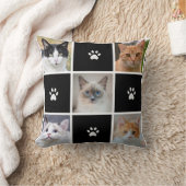 カスタマイズ可能な猫と犬の写真とハートを黒に クッション (ブランケット)