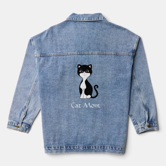 カスタマイズ可能な猫と編集可能なテキスト デニムジャケット (裏面)
