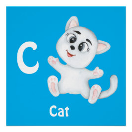 カスタマイズ可能な猫のアルファベットC - 名前入り ポスター
