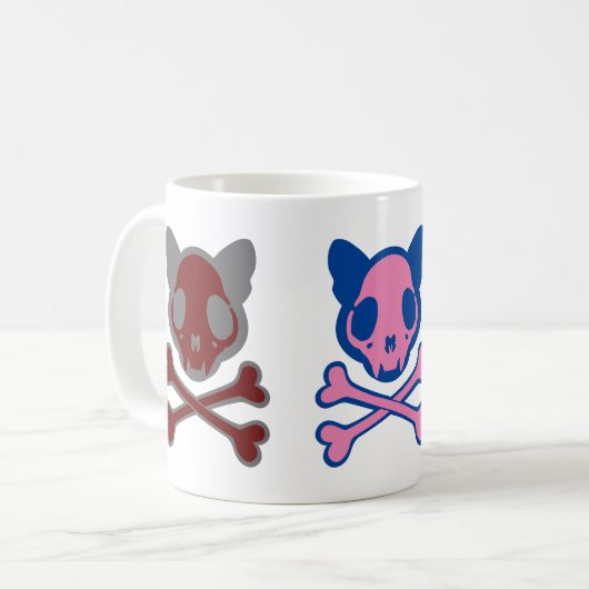 カスタマイズ可能な猫のスカルとクロスボーン コーヒーマグカップ (正面左)
