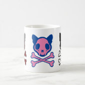 カスタマイズ可能な猫のスカルとクロスボーン コーヒーマグカップ (中央)