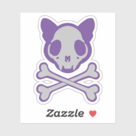 カスタマイズ可能な猫のスカルとクロスボーン シール