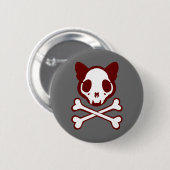 カスタマイズ可能な猫のスカルとクロスボーン 缶バッジ (正面&裏面)