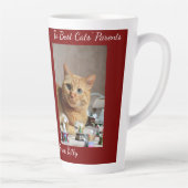 カスタマイズ可能な猫のスノーグローブ、画像とテキスト カフェラテマグ (右)